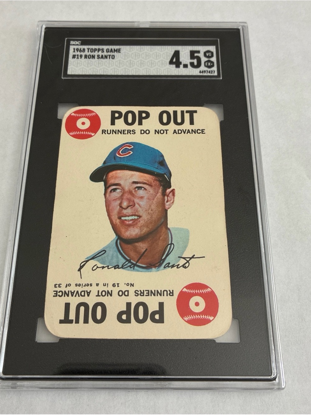 1968 Topps Game Card #19 Ron Santo Chicago Cubs SGC 4.5 VG-EX+ Vintage Baseball